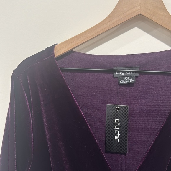 NEW • City Chic CITY CHIC • Women’s Clare Velvet Dress oxblood Purple Small 16 - Picture 4 of 4